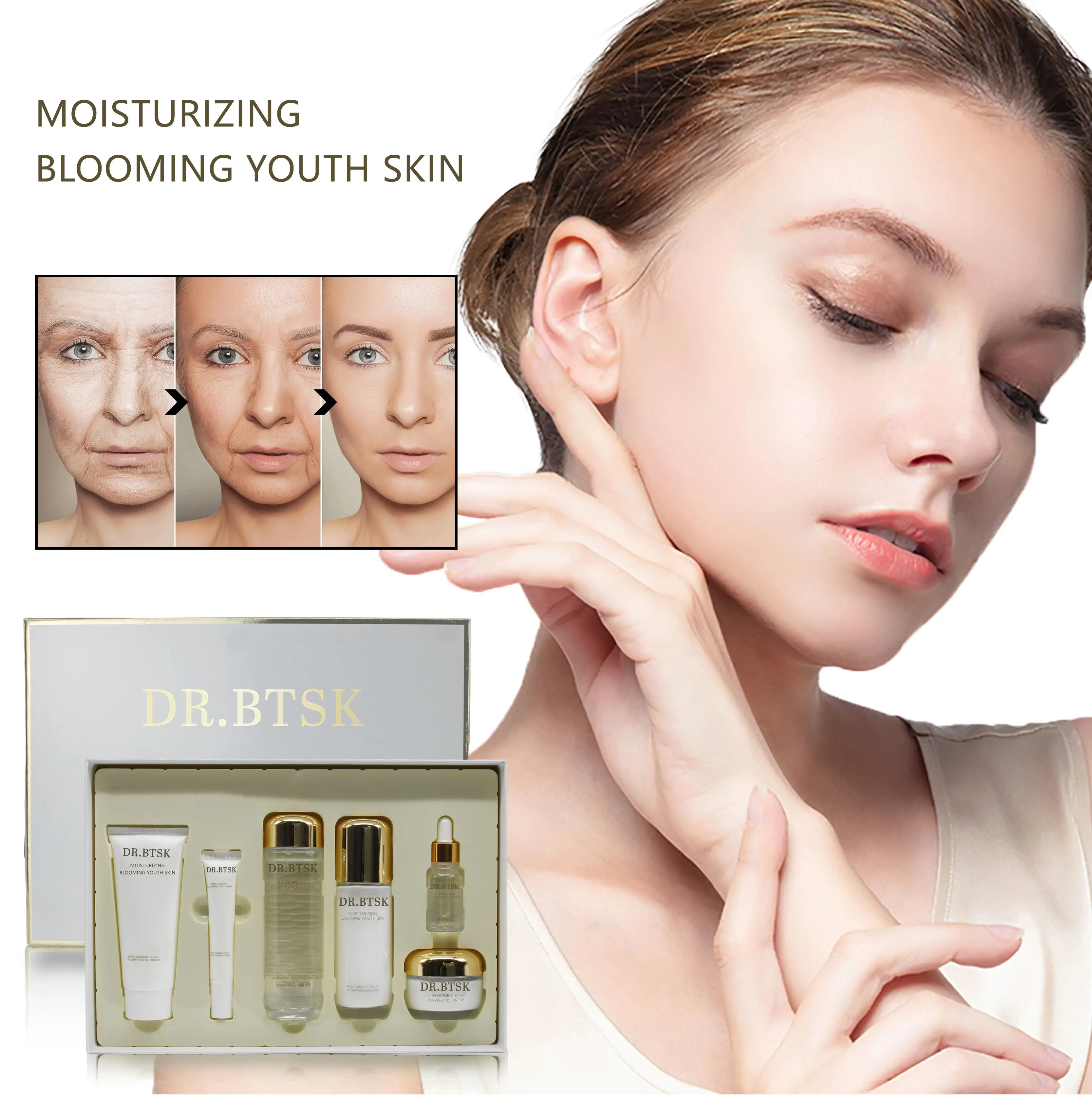 Neues Bosein Bifid Hefe Feuchtigkeit spendendes Hautpflege set Anti-Falten-Feuchtigkeit creme Gesichtscreme-Whitening-Hautpflege set