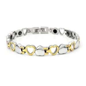 Custom Luxury Non Tarnish <b>14k</b> 18k <b>Gold</b> Plated 316l Stainless Steel Magnetic Heart <b>Bracelet</b> Bangle for Women - Product Image 1