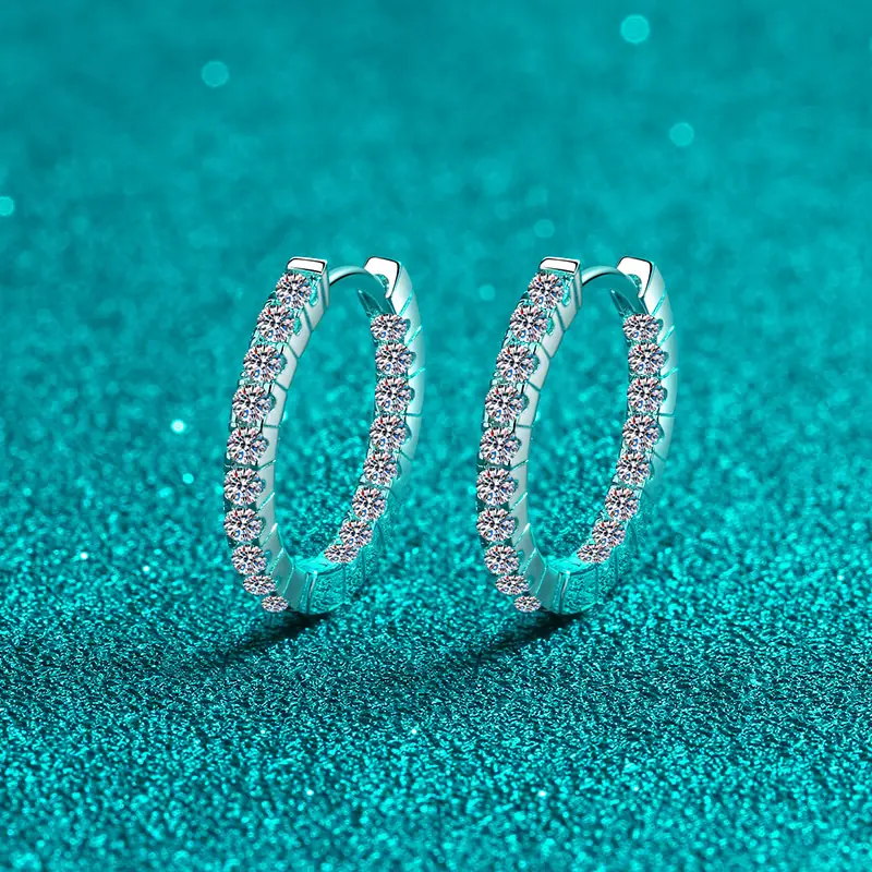 Orecchini a cerchio in Moissanite colore reale D prova di diamanti 0,9 ct 925 in argento Sterling lusso Vvs Moissanite orecchini da donna
