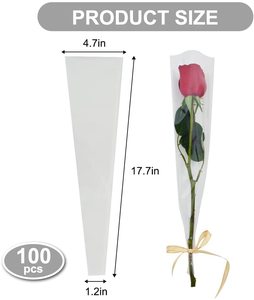 Dureté rigide de sac d'emballage de <span class=keywords><strong>Film</strong></span> rétractable de Rose transparente OPP pour les manches de bouquet de papier d'emballage de fleur de la Saint-Valentin - Product Image 3