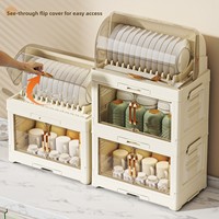 Boîte de rangement en plastique pour assiettes et bols, support de rangement vertical pour couverts de cuisine, anti-poussière, drainant, organisateur poli