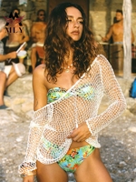 Hoogwaardige designer badkleding, custom bandeau bikini set met lange mouwen strandjurk, 3-delige badpak