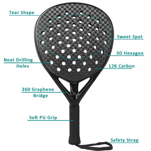 Raqueta de <span class=keywords><strong>Pádel</strong></span> Profesional de Fibra de Carbono 3K/12K para Hombre, Superficie Rugosa, Núcleo de Espuma Viscoelástica EVA, Punta Pesada, Balance Egg - Product Image 2