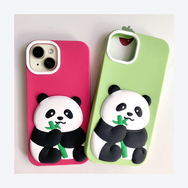 New Arrival Cartoon Cute Bamboo Panda Silicone Phone Cases Iphone for 15 Pro Max Original Creative Phone Cover
