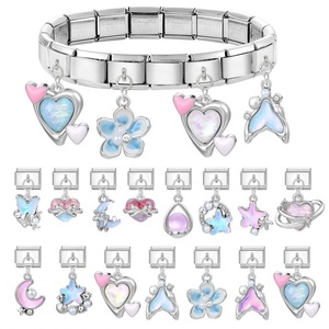 Italian Style DIY Multifunctional Creative Stainless Steel <b>Bracelet</b> Sweet Retro Pendant Accessories Modular Steel Color Charm - Product Image 5