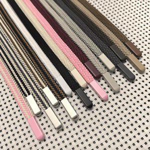 フードメタル合金先端140cm 8mm幅ドローストリングコードロープフラットコード - Product Image 1