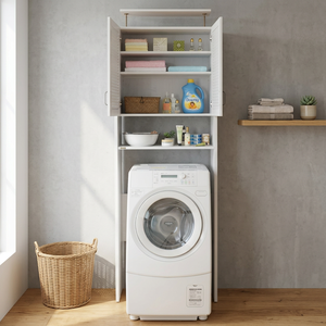 Armoire de rangement moderne en bois MDF blanc KD par Sato Sangyo - Polyvalente pour salle de bain, cuisine, hôpital, appartement et plus encore - Product Image 3