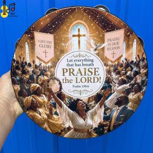 Tamborín de mano de doble fila negro para adultos, instrumento musical de percusión, ideal para iglesia, venta al por mayor, precio. - Product Image 5