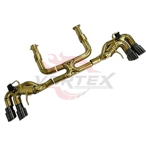 Sistema de Escape Deportivo Vortex Premium con Acabado Dorado en Acero Inoxidable SS304 para Corvette C8 Stingray, con Válvula Electrónica y Cuatro Salidas Negras - Product Image 6