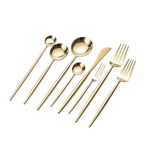 Wholesale Reusable Custom Luxury Wedding Spoon Fork Stainless Steel Golden Cutlery Flatware <b>Sets</b> - Product Image 5