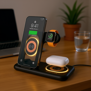 Base de Carga Inalámbrica 4 en 1 Hypergear con Tecnología Qi para Múltiples Dispositivos: Teléfono, Reloj, Auriculares, Uso en Escritorio - Product Image 2