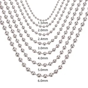 Factory Direct Sale High Quality Stainless Steel Silver Necklace Bead Chain Ball Chain For Roller Blinds Men Women Necklace