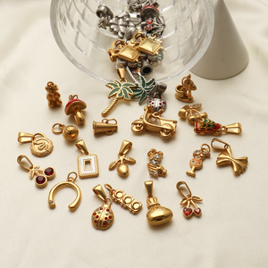 Dijes de Acero Inoxidable, Colgante de Seta Esmaltada, Chapado en Oro de 18K, PVD, para Collar, Pulsera, Accesorio - Product Image 4