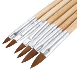 Pinceau à ongles en nylon avec manche en bois, virole sertie, pour sculpture de cristaux et peinture au gel UV, pour manucure - Product Image 2