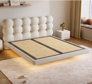 Cama de suspensión de burbujas de viento crema Simple <span class=keywords><strong>Netflix</strong></span> tapizado Puff Lambswool tela cama doble y King Size - Product Image 2