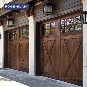 Portes <span class=keywords><strong>de</strong></span> <span class=keywords><strong>garage</strong></span> coulissantes en aluminium à l'aspect bois <span class=keywords><strong>de</strong></span> noyer noir, écoénergétiques, 9x8, avec fenêtres doubles en verre sur le dessus - Product Image 1