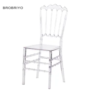 Nouveau Style Banquet Hôtel Meubles Transparent Sillas para eventos Tiffany Chaise En Plastique Acrylique Transparent Résine Chiavari Chaise