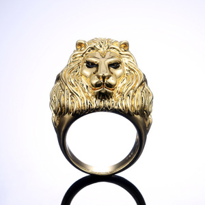 Anello con Testa di Leone per Uomo, Design Audace Dorato, Stile Hip Hop, Gioiello Maschile, Anello Aperto - Product Image 2