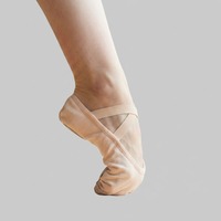 Chaussons de danse souples BW113 en toile à semelle fendue, élastiques croisés sans lacets, pour adultes et enfants, entraînement de ballet et gymnastique