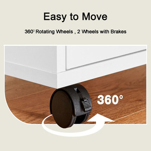 Cómoda de 5 Cajones <span class=keywords><strong>Blanca</strong></span> para Dormitorio, Mueble de Almacenamiento Móvil <span class=keywords><strong>con</strong></span> <span class=keywords><strong>Ruedas</strong></span> para Oficina en Casa, de Madera - Product Image 5