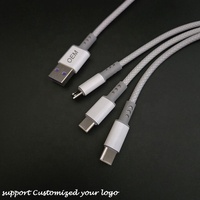Cables de teléfonos móviles de carga de cabeza múltiple de viaje portátil 8 pines micro USB tipo C 3 en 1 cables