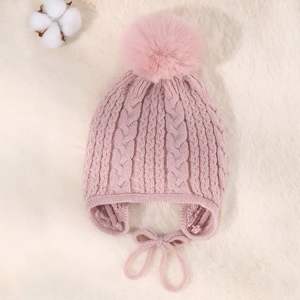 Nouveau hiver bébé chapeaux Beanie <span class=keywords><strong>Bonnet</strong></span> pour garçons filles <span class=keywords><strong>bonnet</strong></span> en tricot pompons nouveau-né accessoires chaud oreille trucs enfants chapeau gants ensemble - Product Image 4