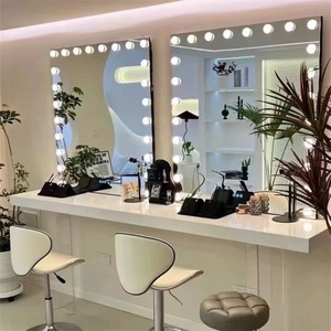Table de maquillage professionnelle avec miroir éclairé pour maquilleurs, salons de beauté, studios, en métal avec tiroir - Product Image 1
