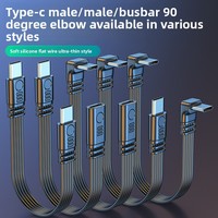 Cable Plano de Silicona Tipo C 2.0, Conector en Ángulo de 90 Grados, Cable USB C Plano para Carga Rápida y Transferencia de Datos