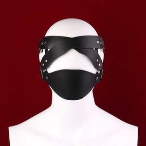 Máscara BDSM de Cuero con Anillos Metálicos Ajustables, Máscara Fetiche para Parejas, Juegos de Bondage para Adultos - Product Image 4
