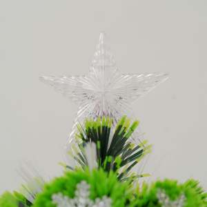 Binchi Premium Frosted Plastic Stand Mix PVC PE Silver Pentacle Hinged Christmas <b>Tree</b> LED Warm White <b>Lights</b> Indoor Use - Product Image 2