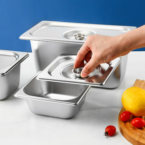 होटल रेस्तरां की आपूर्ति के लिए ढक्कन आयताकार जी पैन के साथ स्टेनलेस स्टील सेवारत ट्रे - Product Image 3