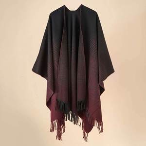 Wholesale Luxury Fashion Winter Large Womens Wool Crochet <b>Wrap</b> Sweater Thick Shawl <b>Poncho</b> With Tassel Multifunction - Product Image 2