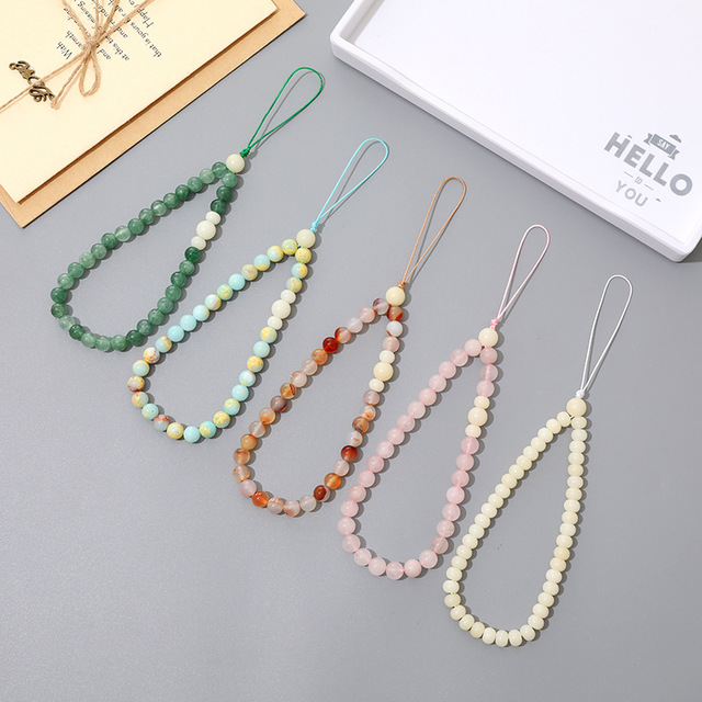 Natural Stone Pendant Chain for iPhone 17 16 15 Pro Max Crystal Agate Pendant Chain Lanyard Cute Lanyard