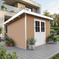 Caseta de Jardín Moderna de Madera Serie D para Uso Exterior EASYGREEN, Caseta de Herramientas WPC, Vidrio Resistente a los Rayos UV, para Apartamentos y Gimnasios