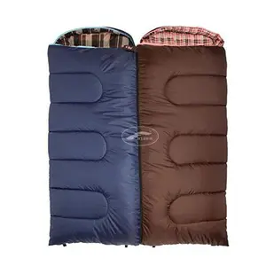 Saco de dormir para dois pessoas com capuz, saco de dormir retangular para uso ao ar livre com revestimento de flanela xadrez, solução dupla