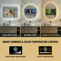 Kingstin kabinet cermin pintar: sistem Android, lampu latar LED, Tampilan cuaca & musik, solusi penyimpanan kamar mandi layar sentuh