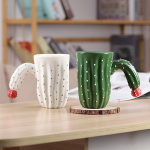 Hot Sale Plant Shape Handcrafted Ceramic <b>Coffee</b> <b>Mug</b> Creative Cactus <b>Mug</b> - Product Image 1