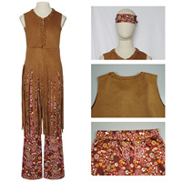 Costume de cosplay rétro à franges, robe hippie des années 1960-1970 pour Halloween, costume de cosplay