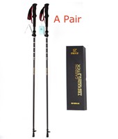 Tongkat Trekking Lipat Teleskopik 5-Seksi Serat Karbon Penuh Kekuatan Tinggi 115CM~135CM dengan Kemasan Retail