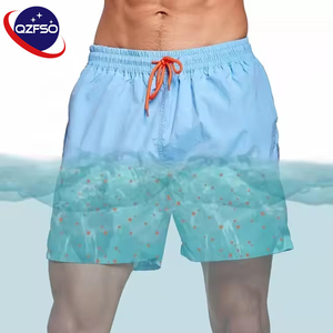 Shorts de bain thermochromiques QZFSO personnalisés avec logo, tissu sensible à la température, changement de couleur, pour la plage - Product Image 1