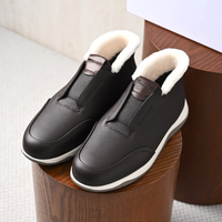 Bottes à lacets en cuir véritable de style italien pour hommes, doublées de polaire, chaussures chaudes d'hiver