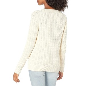 Logo personnalisé dames décontracté à manches longues pull-over pull femmes surdimensionné rond col en V tricots BD pull femme - Product Image 4