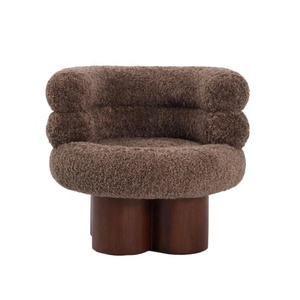 Sillón Individual Moderno para Apartamento Pequeño, Estructura de Madera de Nogal, Cómodo Sillón de Lana para Sala de Estar - Product Image 2