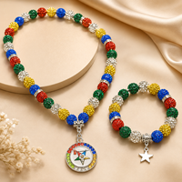 Nouveauté : Ensemble de bijoux collier et bracelet délicats en alliage, design inspiré de l'Étoile d'Orient, orné de perles de cristal scintillantes, pour femme, idéal comme cadeau