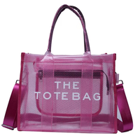 Sac fourre-tout transparent décontracté personnalisé pour femme LH avec bandoulière et fermeture éclair en PVC – Design transparent