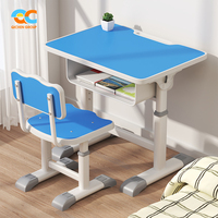 Ensemble table et chaise ergonomique Master Supply Expert pour l'apprentissage, finition gris grain de bois, double réglage en hauteur, pour étudiant, maison, école, bureau