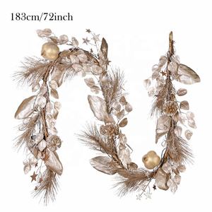 Eaglegits-Decoración de puertas del hogar, centros comerciales en <span class=keywords><strong>cascada</strong></span>, aguja de pino Artificial de invierno, <span class=keywords><strong>guirnalda</strong></span> de árbol de Navidad preiluminada con luz LED - Product Image 6