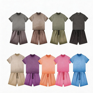 Ensemble court 2 pièces HuaYi GOTS & OEKO-TEX Tie Dye dégradé unisexe fait main, t-shirt et short ombrés, vêtements de détente pour hommes et femmes, été - Product Image 2