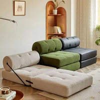 Fauteuil-lit convertible 3-en-1 moderne, portable, pliable et extensible, avec poignée métallique pour un déplacement facile, en tissu Sherpa doux, modulaire pour le sol