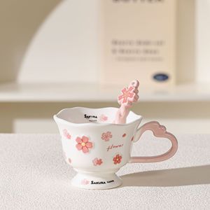 Haute valeur de beauté moderne fleur de cerisier tasse à café en céramique créatif nouvel an présente tasse ménage fille tasse à eau personnalisée - Product Image 3